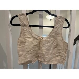 GardenBelle Shop Tank Top Womens Light Cream Burlap Cropped 100% Cotton NWT